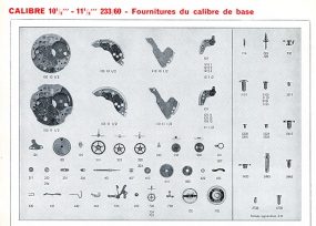 Calibre 10 1/2''' - 11 1/2''' 233-60 - Fournitures du calibre de base, 1973. © Région Bourgogne-Franche-Comté, Inventaire du patrimoine