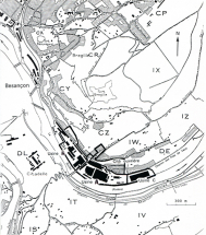 Plan de situation. Extrait du tableau d'assemblage du plan cadastral, 1974, 1/10 000. © Région Bourgogne-Franche-Comté, Inventaire du patrimoine