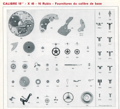 Calibre 18''' - X 40 - 16 Rubis - Fournitures du calibre de base [Parrenin HP X 40], 1973. © Région Bourgogne-Franche-Comté, Inventaire du patrimoine