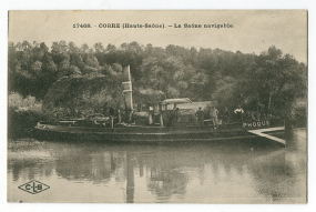 Corre. La Saône navigable. Carte postale © Région Bourgogne-Franche-Comté, Inventaire du patrimoine