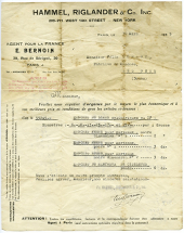 Commande de la société Hammel, Riglander & Co, 30 mars 1935. © Région Bourgogne-Franche-Comté, Inventaire du patrimoine