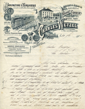 Papier à en-tête de la société Charles Wetzel, 21 novembre 1900. © Région Bourgogne-Franche-Comté, Inventaire du patrimoine