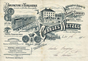 Papier à en-tête de la société Charles Wetzel (détail), 21 novembre 1900. © Région Bourgogne-Franche-Comté, Inventaire du patrimoine