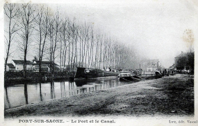 La canal et le port, carte postale © Région Bourgogne-Franche-Comté, Inventaire du patrimoine