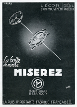 Boîte de montre Miserez, publicité, 1947. © Région Bourgogne-Franche-Comté, Inventaire du patrimoine