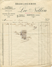 Papier à en-tête du fabricant d'horlogerie Leo Nelken, 1915. © Région Bourgogne-Franche-Comté, Inventaire du patrimoine