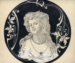 Modèle de décor pour boîte de montre : femme en buste, 1ère moitié 20e siècle. © Région Bourgogne-Franche-Comté, Inventaire du patrimoine