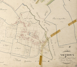 Plan du village extrait du plan cadastral, 1829. © Région Bourgogne-Franche-Comté, Inventaire du patrimoine
