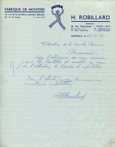 Papier à en-tête de la société H. Robillard, 14 novembre 1957. © Région Bourgogne-Franche-Comté, Inventaire du patrimoine