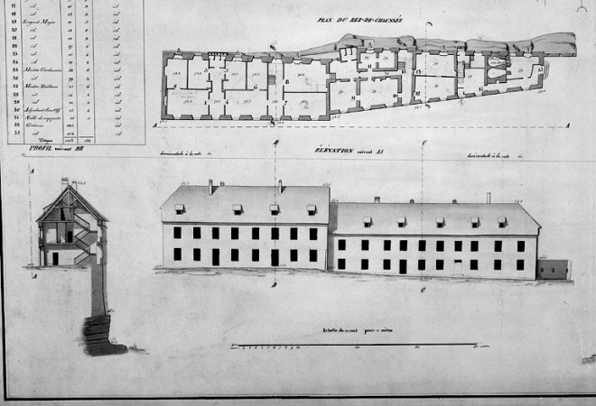 Atlas des bâtiments militaires [...] Pavillon B [...], 1837. © Région Bourgogne-Franche-Comté, Inventaire du patrimoine