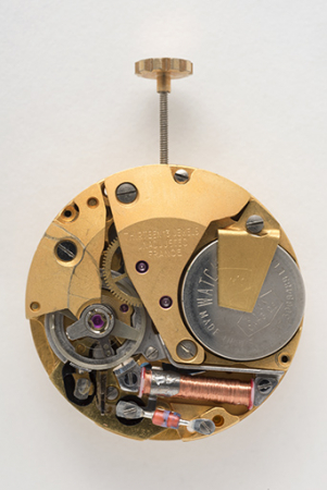Mouvement de montre électromécanique Lip R 148, vu côté ponts. © Région Bourgogne-Franche-Comté, Inventaire du patrimoine