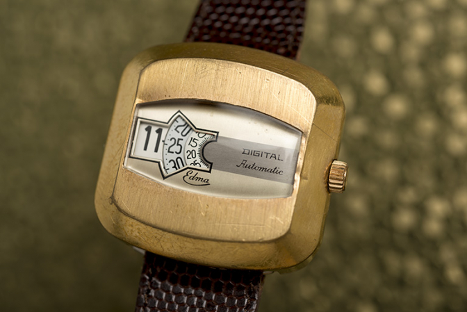 Montre-bracelet automatique Edma Digital (mouvement PUW 1561D). © Région Bourgogne-Franche-Comté, Inventaire du patrimoine