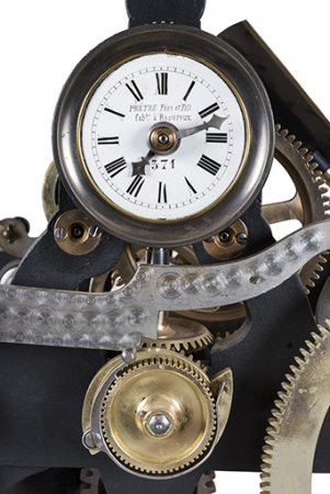 Mouvement, mécanisme des heures : cadran de contrôle et roue dentée. © Région Bourgogne-Franche-Comté, Inventaire du patrimoine