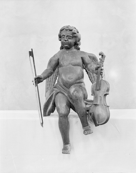 Détail d'orgue : ange jouant du violon, Montlebon (25) © phot. Y. Sancey, Région Bourgogne-Franche-Comté, Inventaire du patrimoine, 1974