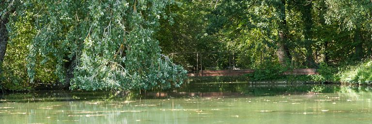 Passerelle sur le chenal d'accès au port des Forges. © Pierre-Marie Barbe-Richaud / Région Bourgogne-Franche-Comté, Inventaire du patrimoine - 2012