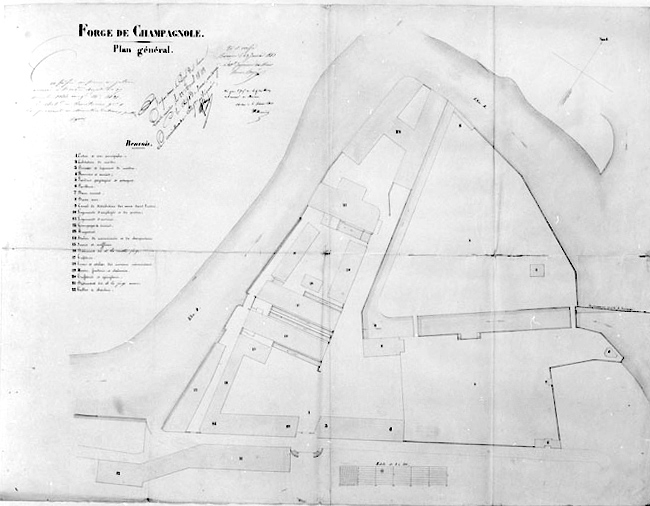 Forge de Champagnole - Plan général. © Yves Sancey / Région Bourgogne-Franche-Comté, Inventaire du patrimoine - 1997