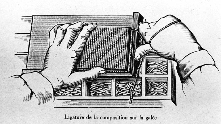 Ligature de la composition sur la galée. © Jérôme Mongreville / Région Bourgogne-Franche-Comté, Inventaire du patrimoine - 2002