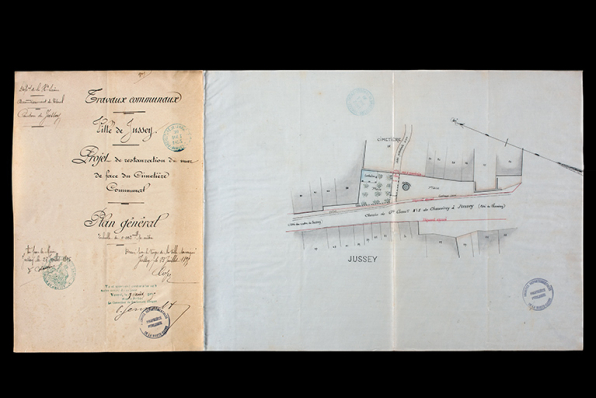 Plan pour la restauration du mur du cimetière [1895]. © Région Bourgogne-Franche-Comté, Inventaire du patrimoine