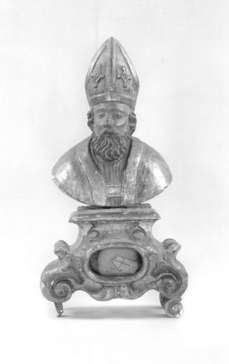 Saint évêque, buste droit. © Yves Sancey / Région Bourgogne-Franche-Comté, Inventaire du patrimoine - 1974