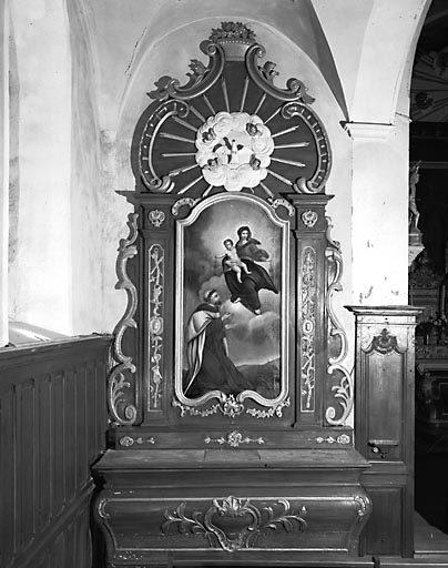 Vue de l'autel-retable latéral gauche. © Yves Sancey / Région Bourgogne-Franche-Comté, Inventaire du patrimoine - 1975