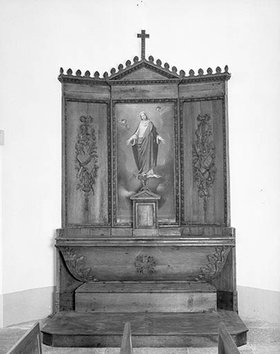 Vue de l'autel-retable latéral gauche. © Yves Sancey / Région Bourgogne-Franche-Comté, Inventaire du patrimoine - 1975