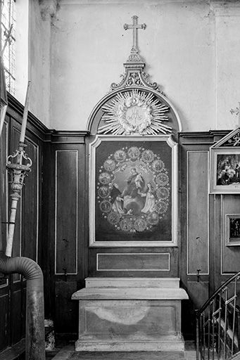 Vue de l'autel-retable latéral gauche. © Yves Sancey / Région Bourgogne-Franche-Comté, Inventaire du patrimoine - 1975