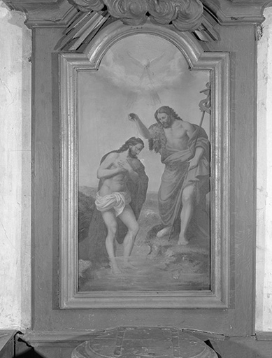 Retable : tableau le Baptême du Christ. © Yves Sancey / Région Bourgogne-Franche-Comté, Inventaire du patrimoine - 1977