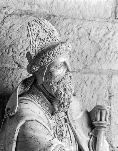 Détail : tête de trois quarts gauche. © Yves Sancey / Région Bourgogne-Franche-Comté, Inventaire du patrimoine - 1982