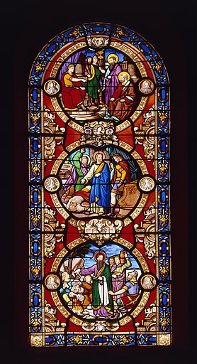 Trois des 24 médaillons représentant la légende de saint Paul. © Yves Sancey / Région Bourgogne-Franche-Comté, Inventaire du patrimoine - 1990