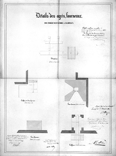 Détail des agrès, fourneaux, des forges de Mr Lemire à Clairvaux. © Jérôme Mongreville / Région Bourgogne-Franche-Comté, Inventaire du patrimoine - 1996