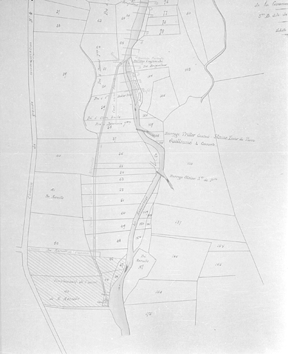 Demande de réglementation du barrage du sieur Marcotte - Plan des lieux. © Jérôme Mongreville / Région Bourgogne-Franche-Comté, Inventaire du patrimoine - 2001