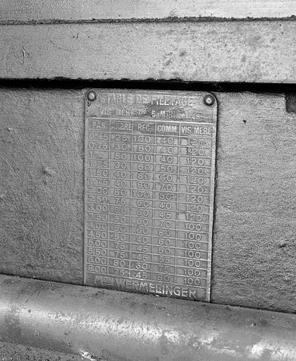 Détail de la table de filetage. © Yves Sancey / Région Bourgogne-Franche-Comté, Inventaire du patrimoine - 2002