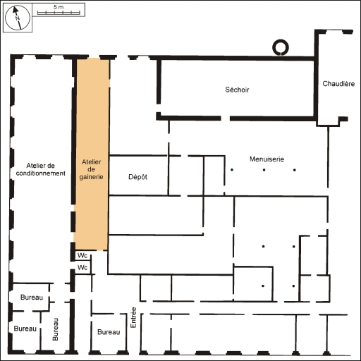 Plan de situation de l'atelier de gainerie. © André Céréza / Région Bourgogne-Franche-Comté, Inventaire du patrimoine - 2002