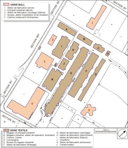 Plan-masse et de situation. Extrait du plan cadastral, 2001, section BX, 1:1000 réduit à 1:3000. © André Céréza / Région Bourgogne-Franche-Comté, Inventaire du patrimoine - 2003