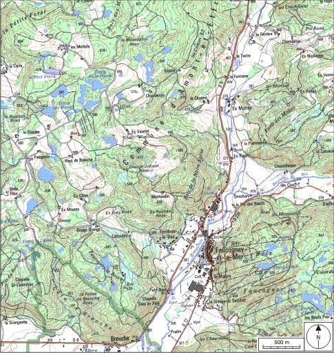 Carte de localisation. Carte topographique au 1:25000, I.G.N., Mélisey, 3520 O. SCAN 25 © IGN - 2008, Licence n°2008CISE29-68. © André Céréza / Région Bourgogne-Franche-Comté, Inventaire du patrimoine - 2008