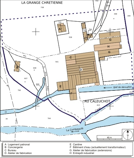 Plan-masse et de situation. Extrait du plan cadastral numérisé, 2008, section B, 1:1250. Source : Direction générale des Finances Publiques - Cadastre ; mise à jour : 2008. © André Céréza / Région Bourgogne-Franche-Comté, Inventaire du patrimoine - 2008