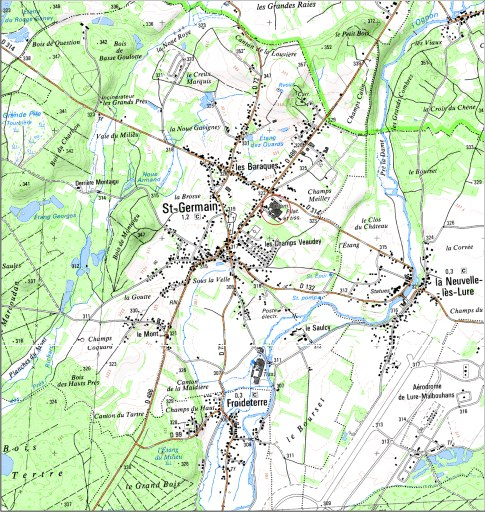 Carte de localisation. Carte topographique au 1:25000, I.G.N., Mélisey, 3520 O. SCAN 25 © IGN - 2008, Licence n°2008CISE29-68. © André Céréza / Région Bourgogne-Franche-Comté, Inventaire du patrimoine - 2008