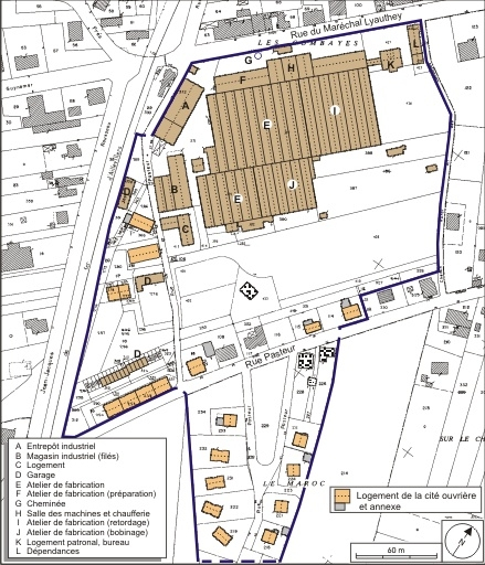 Plan-masse et de situation. Extrait du plan cadastral numérisé, 2008, section AH, 1:1000 réduit à 1:2000. Source : Direction générale des Finances Publiques - Cadastre ; mise à jour : 2008. © André Céréza / Région Bourgogne-Franche-Comté, Inventaire du patrimoine - 2008