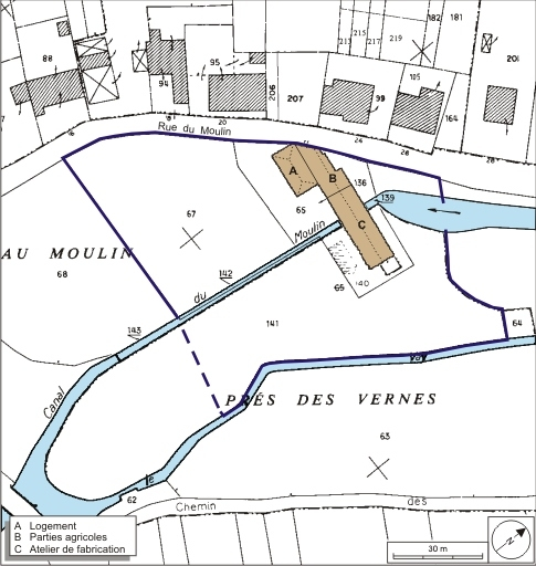 Plan-masse et de situation. Extrait du plan cadastral numérisé, 2008, section AC, 1:1000. Source : Direction générale des Finances Publiques - Cadastre ; mise à jour : 2008. © André Céréza / Région Bourgogne-Franche-Comté, Inventaire du patrimoine - 2008