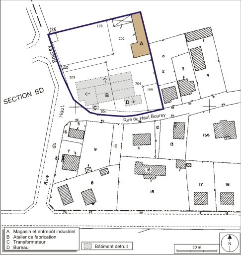 Plan-masse et de situation. Extrait du plan cadastral numérisé, 2008, section AZ, 1:1000. Source : Direction générale des Finances Publiques - Cadastre ; mise à jour : 2008. © André Céréza / Région Bourgogne-Franche-Comté, Inventaire du patrimoine - 2008