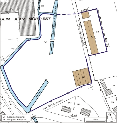 Plan-masse et de situation. Extrait du plan cadastral numérisé, 2008, section AM, 1:1000. Source : Direction générale des Finances Publiques - Cadastre ; mise à jour : 2008. © André Céréza / Région Bourgogne-Franche-Comté, Inventaire du patrimoine - 2008