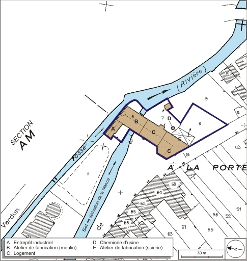Plan-masse et de situation. Extrait du plan cadastral numérisé, 2008, section AK, 1:1000. Source : Direction générale des Finances Publiques - Cadastre ; mise à jour : 2008. © André Céréza / Région Bourgogne-Franche-Comté, Inventaire du patrimoine - 2008