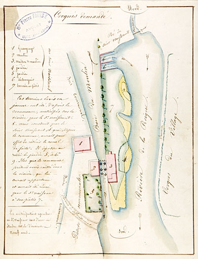 [Plan-masse et de situation du moulin]. © Jérôme Mongreville / Région Bourgogne-Franche-Comté, Inventaire du patrimoine - 2009