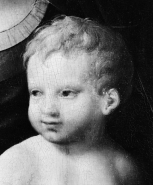 Détail de la tête de l'Enfant. © Région Bourgogne-Franche-Comté, Inventaire du patrimoine