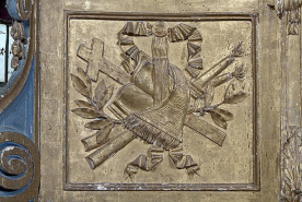 Détail : décor de l'aile gauche du tabernacle. © Région Bourgogne-Franche-Comté, Inventaire du patrimoine