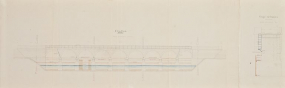 Construction de l'usine-moulin de La Truchère. Plan de l'usine et du barrage, élévation et coupe. Détail. (Archives VNF-direction territoriale Centre-Bourgogne ; subdivision de Montceau-les-Mines) © Région Bourgogne-Franche-Comté, Inventaire du patrimoine