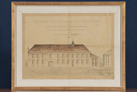 Façade sur rue de l'hôpital relevée le 30 décembre 1884 par les architectes Lefort et Roblot. © Région Bourgogne-Franche-Comté, Inventaire du patrimoine