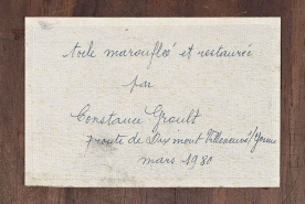 Revers du tableau représentant saint Grégoire le Grand. © Région Bourgogne-Franche-Comté, Inventaire du patrimoine