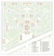 Plan, d'après une présentation de l'ensemble conçu par Léon Albert Pradel (architecte) parue dans la revue 