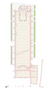 Plan au 1/500 du  niveau inférieur, dessin sous AutoCad d'après un relevé régulier de 2004 © Région Bourgogne-Franche-Comté, Inventaire du patrimoine
